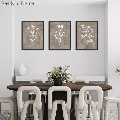 Boho Vintage Botanical Blumen Wandbilder 30x40cm 3er Set