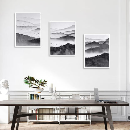 Schwarz Weiße Berg Landschaft Poster Set für Wohnzimmer Schlafzimmer