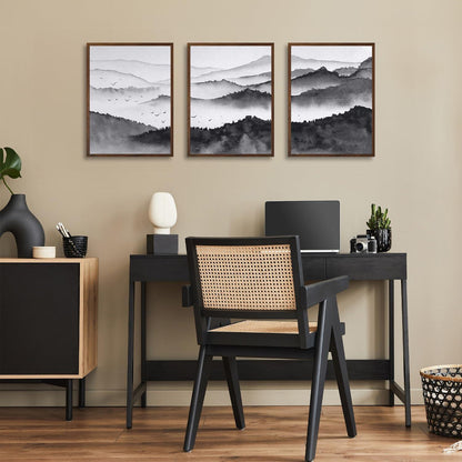 Schwarz Weiß Berg Landschaft Poster Set für Schlafzimmer Dekor 30x40cm 3er Set