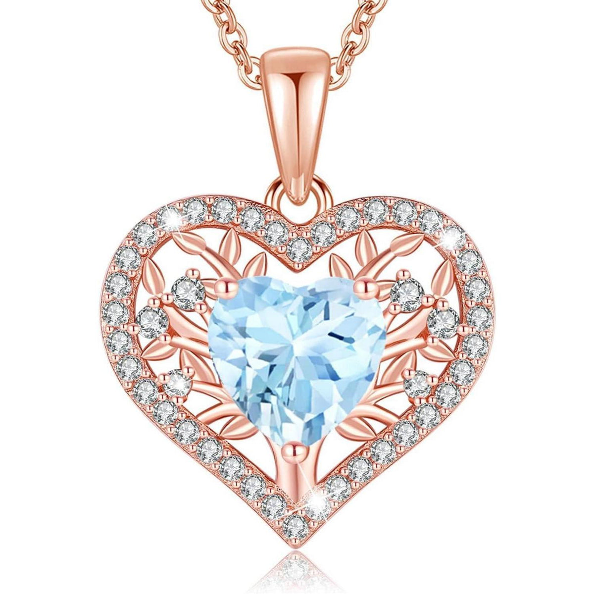 Silber Lebensbaum Herz Kette Damen 925 Sterling Geburtsstein