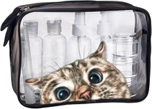 Kulturbeutel Transparent mit 8 Reiseflaschen für Flüssigkeiten