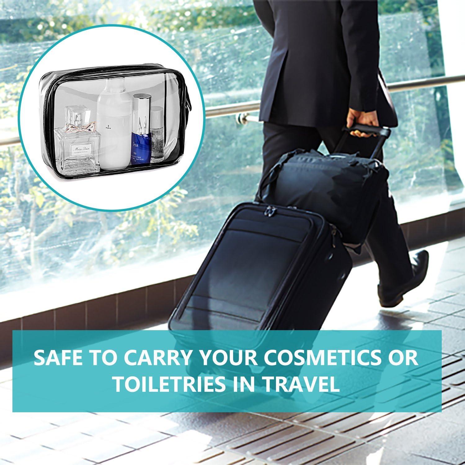 LUZWAY Kulturbeutel Transparent mit 8 Reise Flaschen | Handgepäck Beutel