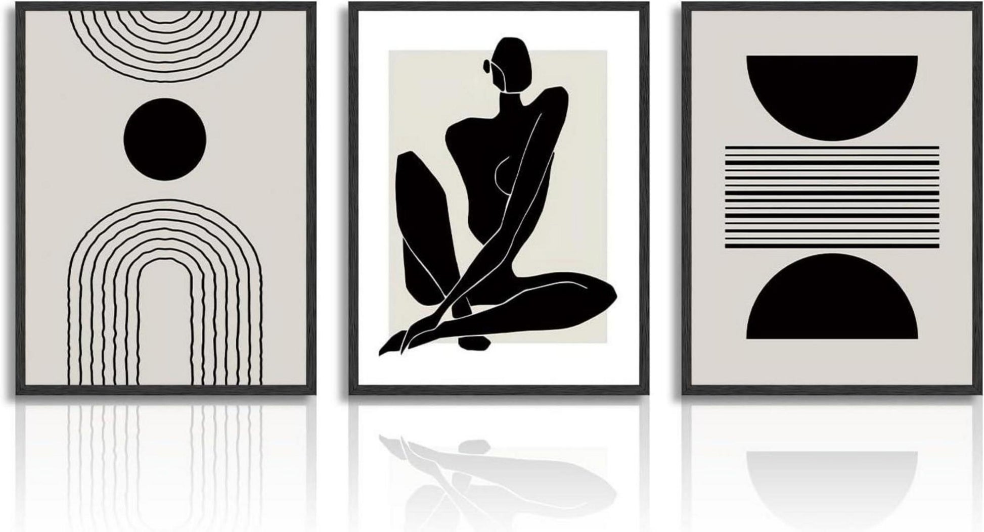 Boho Abstrakte Kunstdrucke Schwarz Weiß Geometrische Poster 30X40 cm