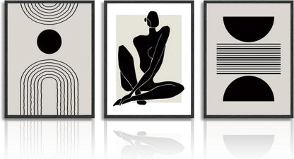 Boho Abstrakte Kunstdrucke Schwarz Weiß Geometrische Poster 30X40 cm