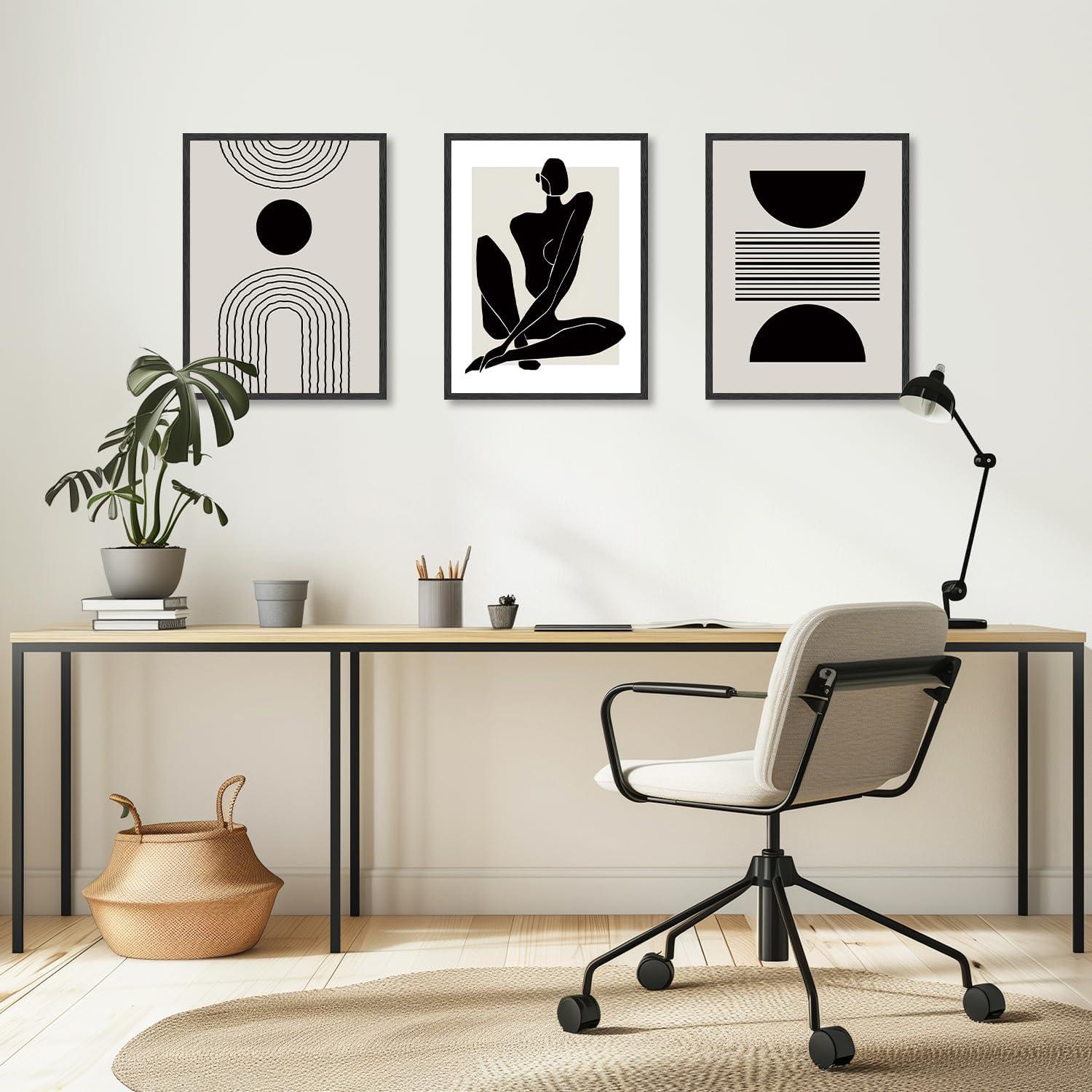 Boho Abstrakte Kunstdrucke Schwarz Weiß Geometrische Poster 30X40 cm