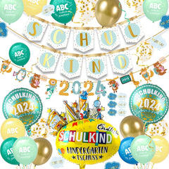 Einschulung Deko Set 2024 Schulkind Girlande Luftballon Konfetti