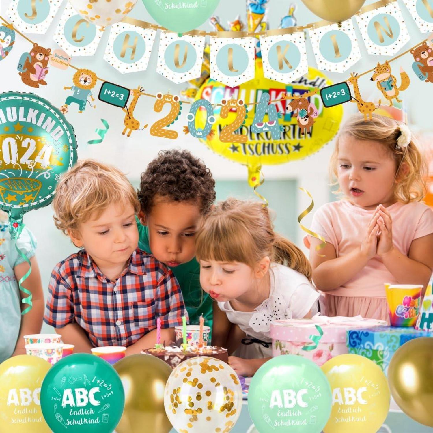 iZoeL Einschulung 2024 Deko Set Mädchen Junge Luftballons Girlande Konfetti