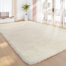 Hochflor Teppich Creme 200x300 Wohnzimmer Kinderzimmer Flauschiger