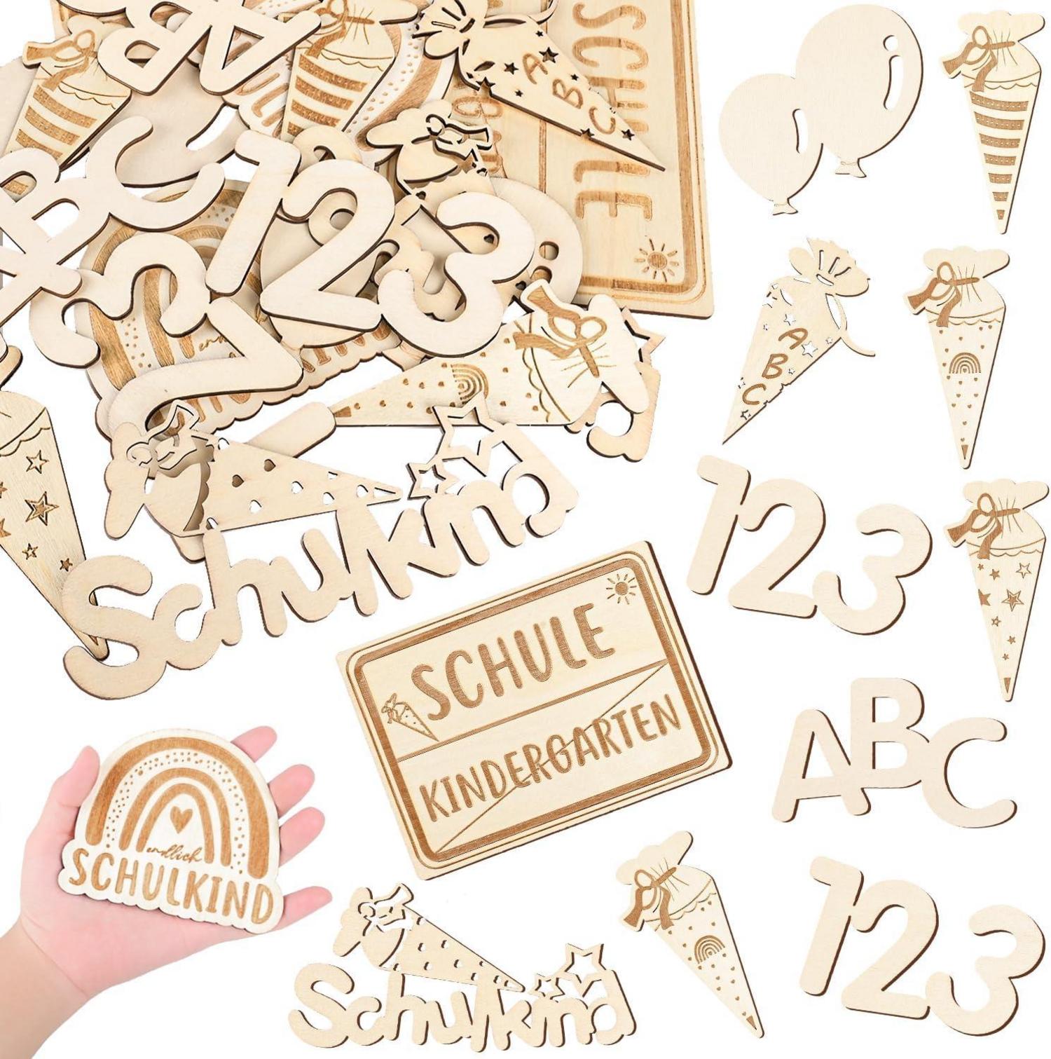 XL Holz Einschulung Konfetti Schulkind ABC 123 Zuckertüten Balloon