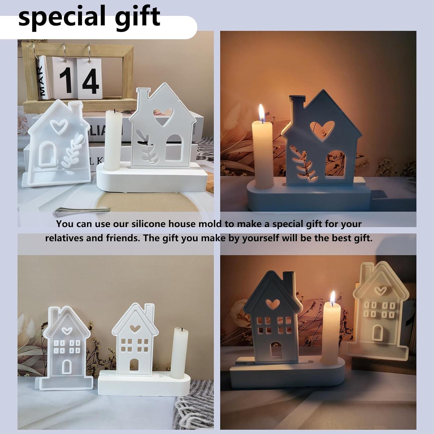 Silikon Kerzenformen Set Haus & Herz Seifen Gips 3D DIY