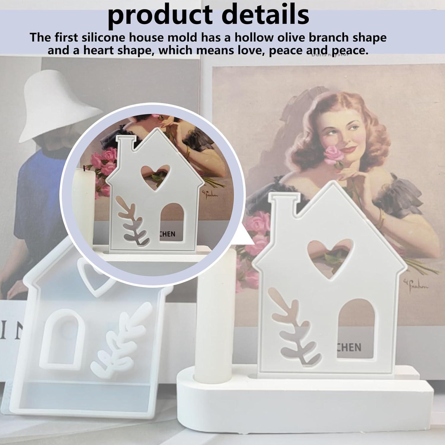 Silikon Gießformen Haus mit Herz - 2 Stück - Kerzenformen Seifenformen - 3D Silikonform