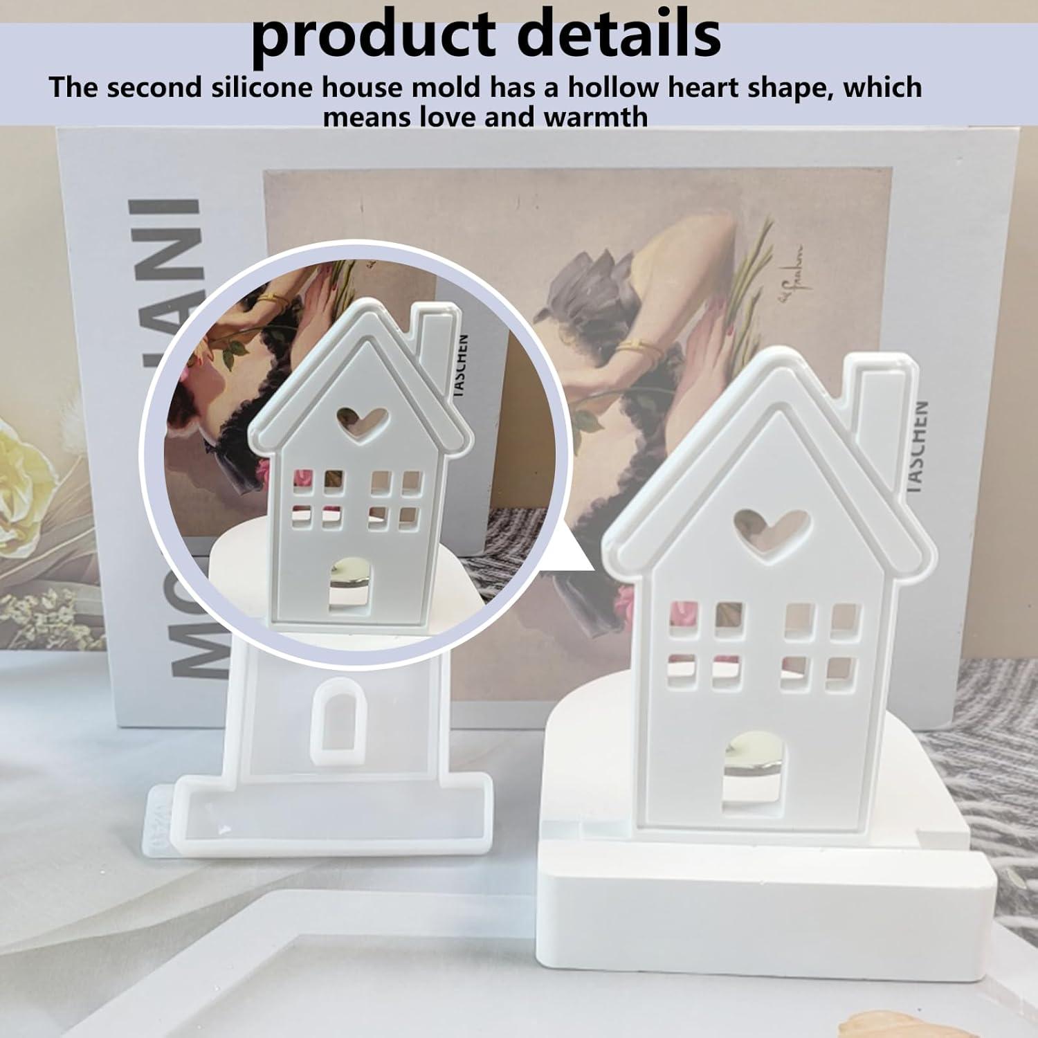 Silikon Gießform Haus Herz 3D Kerzen Seifen 2 Stück