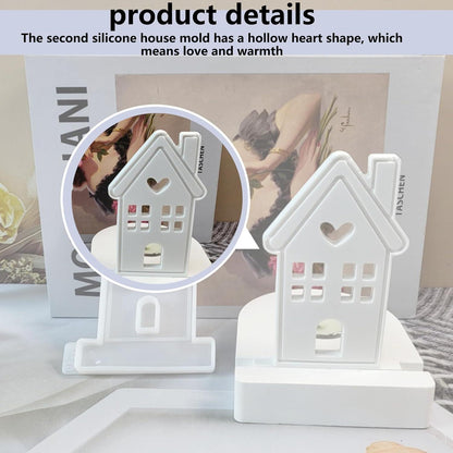 Silikon Gießform Haus Herz 3D Kerzen Seifen 2 Stück