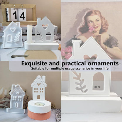 2 Stück Silikon Kerzen Gießform Haus mit Herz 3D Silikonform