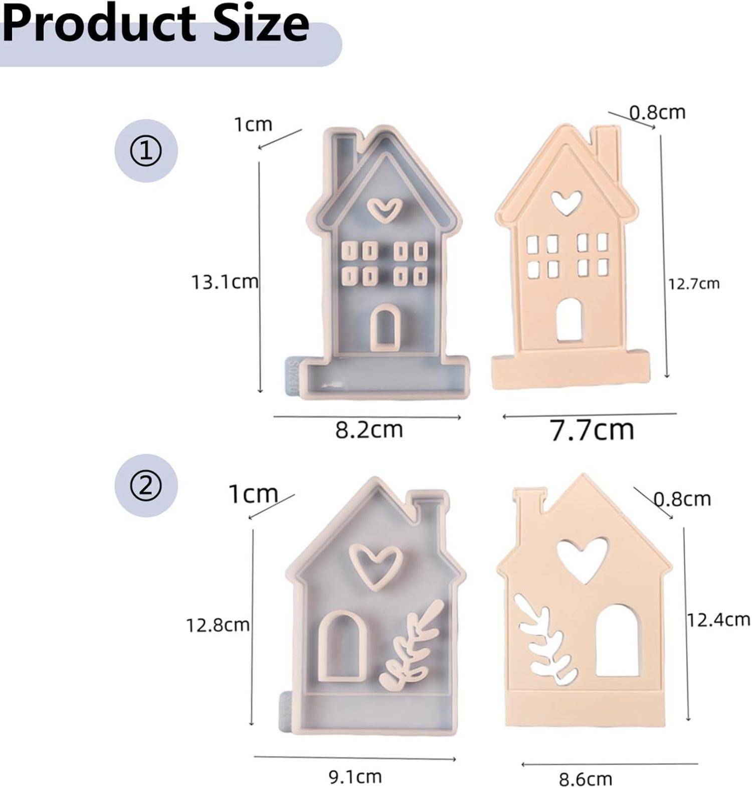 Silikon Gießform Haus Herz 3D Kerzen Seifen 2 Stück