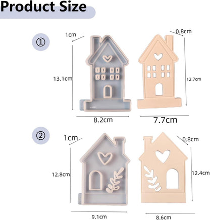 Silikon Gießform Haus Herz 3D Kerzen Seifen 2 Stück