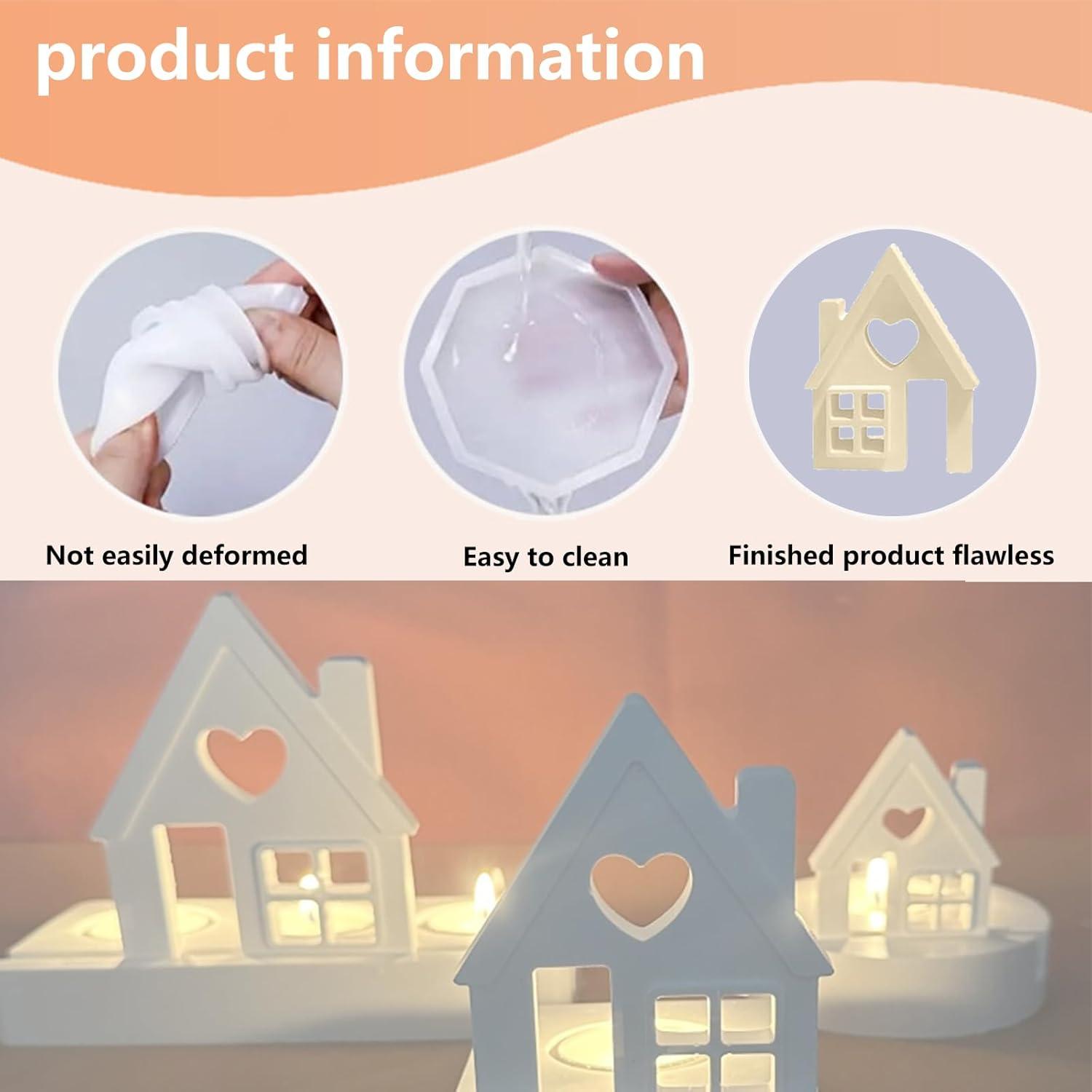 3er Set Silikonform Haus mit Fenster für Kerzen Seifen Weihnachten