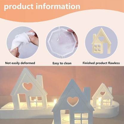 3er Set Silikonform Haus mit Fenster für Kerzen Seifen Weihnachten