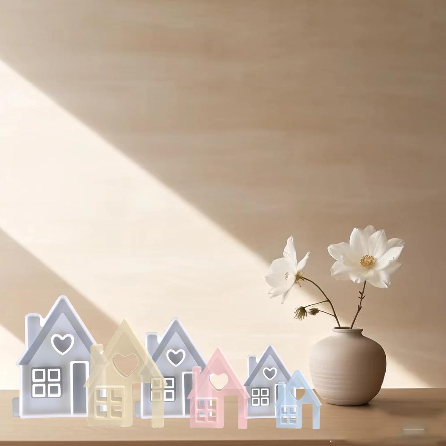 3er Set Silikonform Haus mit Fenster für Kerzen Seifen Weihnachten