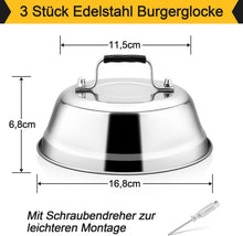 Joyfair Edelstahl Burgerglocke Set 3 Stück Gummigriff