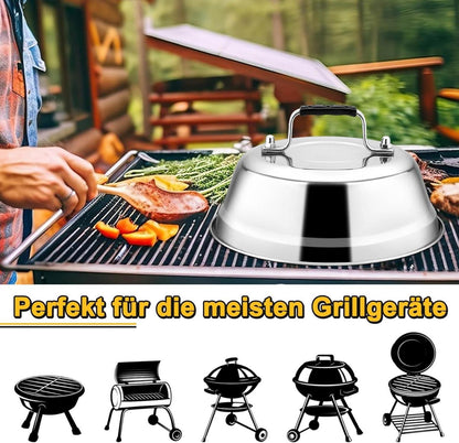 3er Set Edelstahl Burgerglocken mit Gummigriff und Schraubenzieher