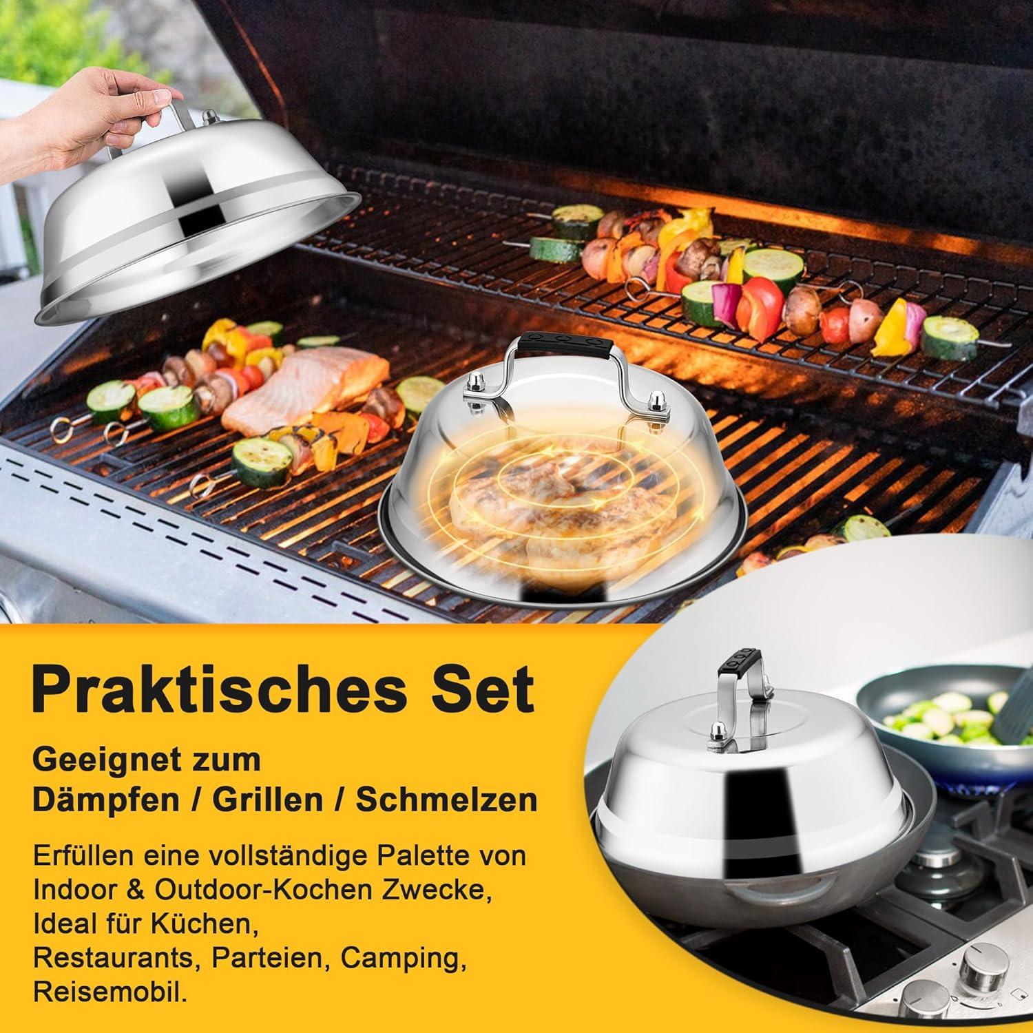 Burgerglocken Set Edelstahl Schmelzglocke Grill Steak Käse Teppanyaki