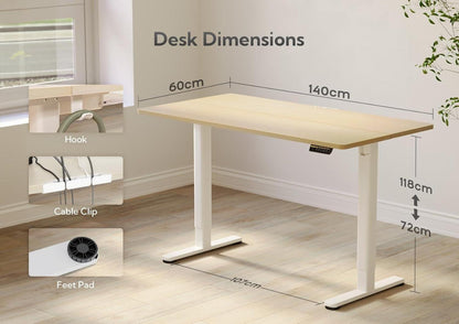 Höhenverstellbarer Schreibtisch 140x60cm Elektrisch Memory Funktion