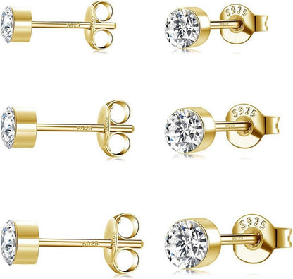 Silber Ohrstecker Set Clean Cubic Zirkonia Studs