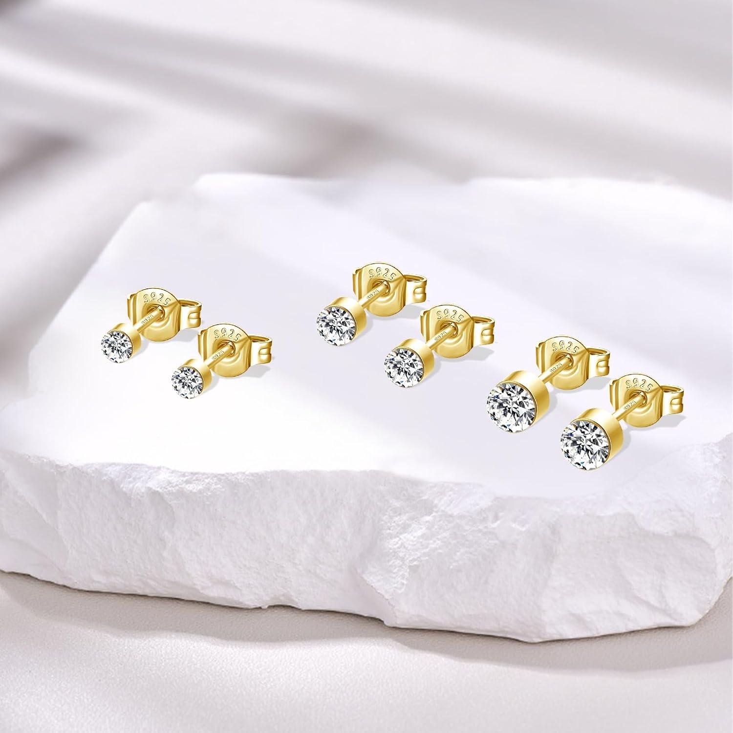 Silber Ohrstecker Set Clean Cubic Zirkonia Studs