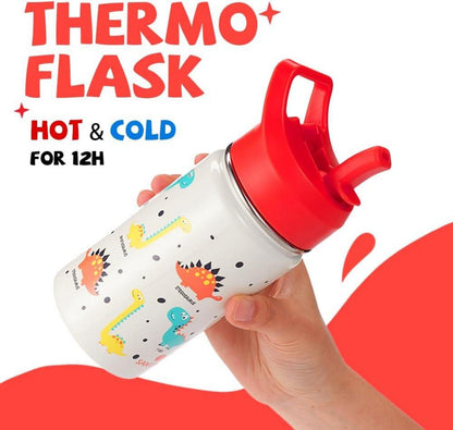 Kinder Trinkflasche Edelstahl 500ml Strohhalm Auslaufsicher