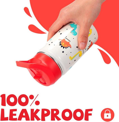 Trinkflasche Kinder Edelstahl 500ml Strohhalm Auslaufsicher