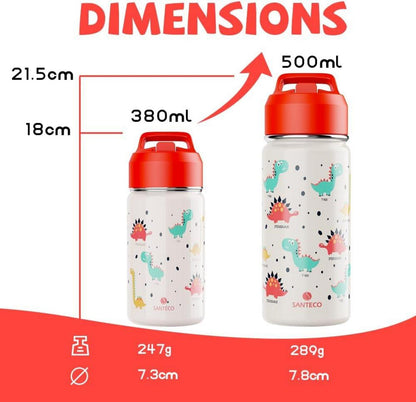 Kinder Trinkflasche Edelstahl 500ml Strohhalm Auslaufsicher BPA-frei