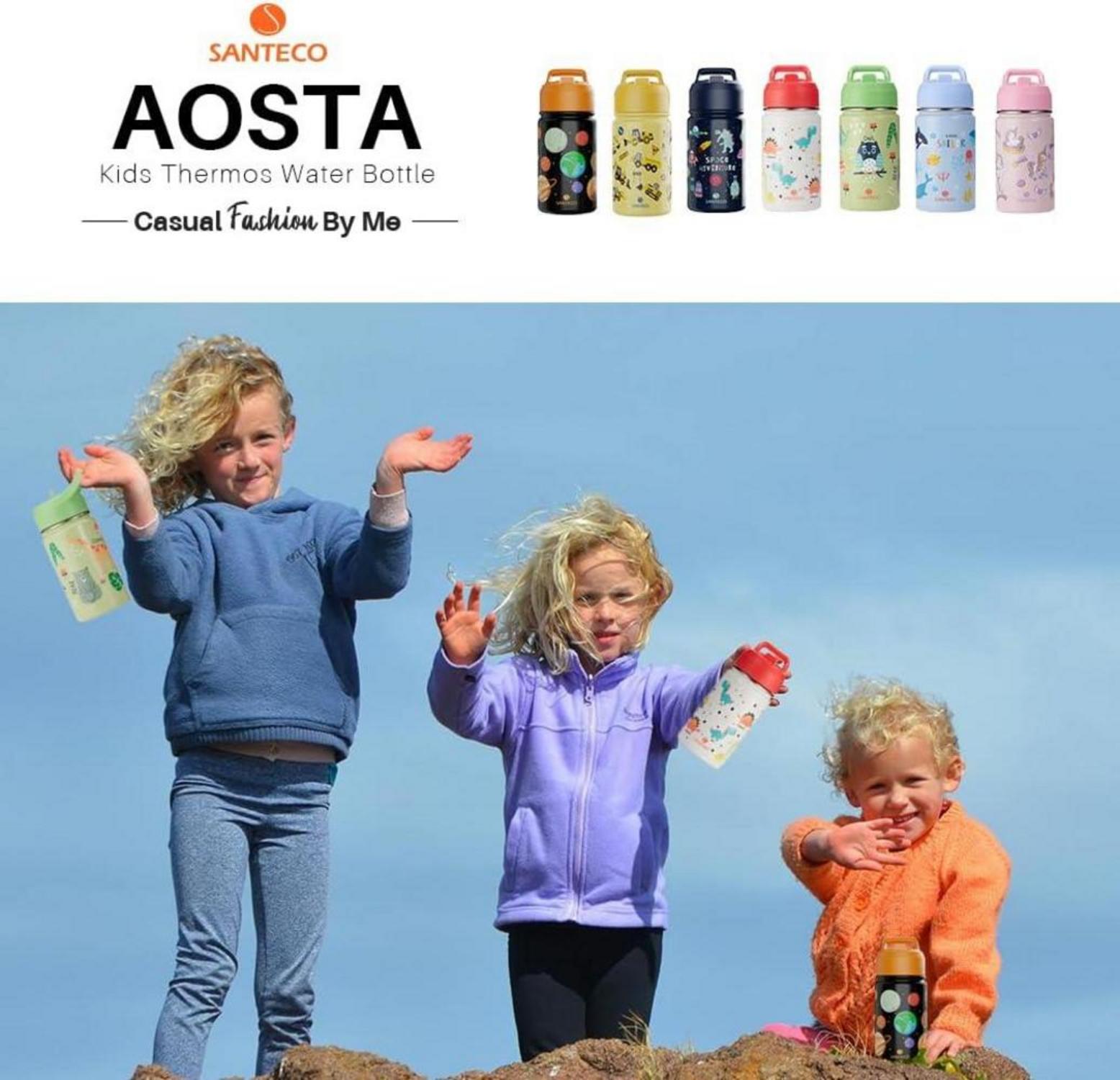 Trinkflasche Kinder Edelstahl 380ml mit Strohhalm Auslaufsicher BPA-frei für Kindergarten Schule