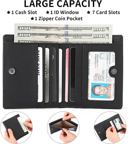 Herren Geldbörse RFID Slim Wallet Münzfach Bifold Schwarz