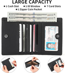 Herren Geldbörse RFID Slim Wallet Münzfach Bifold Schwarz