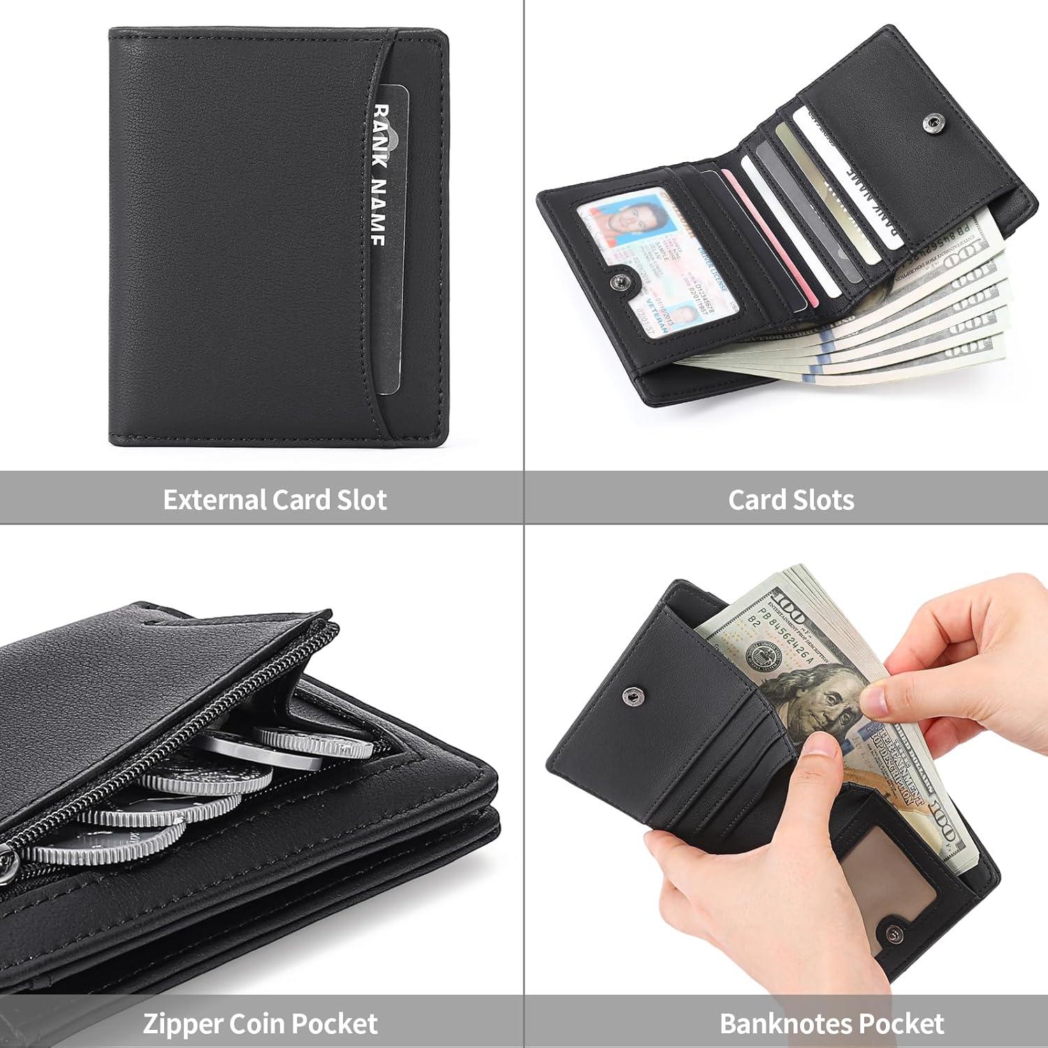 Herren Geldbörse RFID Slim Wallet Münzfach Portemonnaie Schwarz