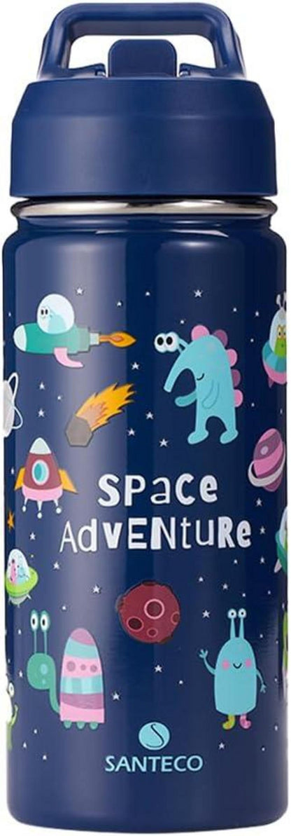 Trinkflasche Kinder Edelstahl 500ml Auslaufsicher Strohhalm BPA-frei