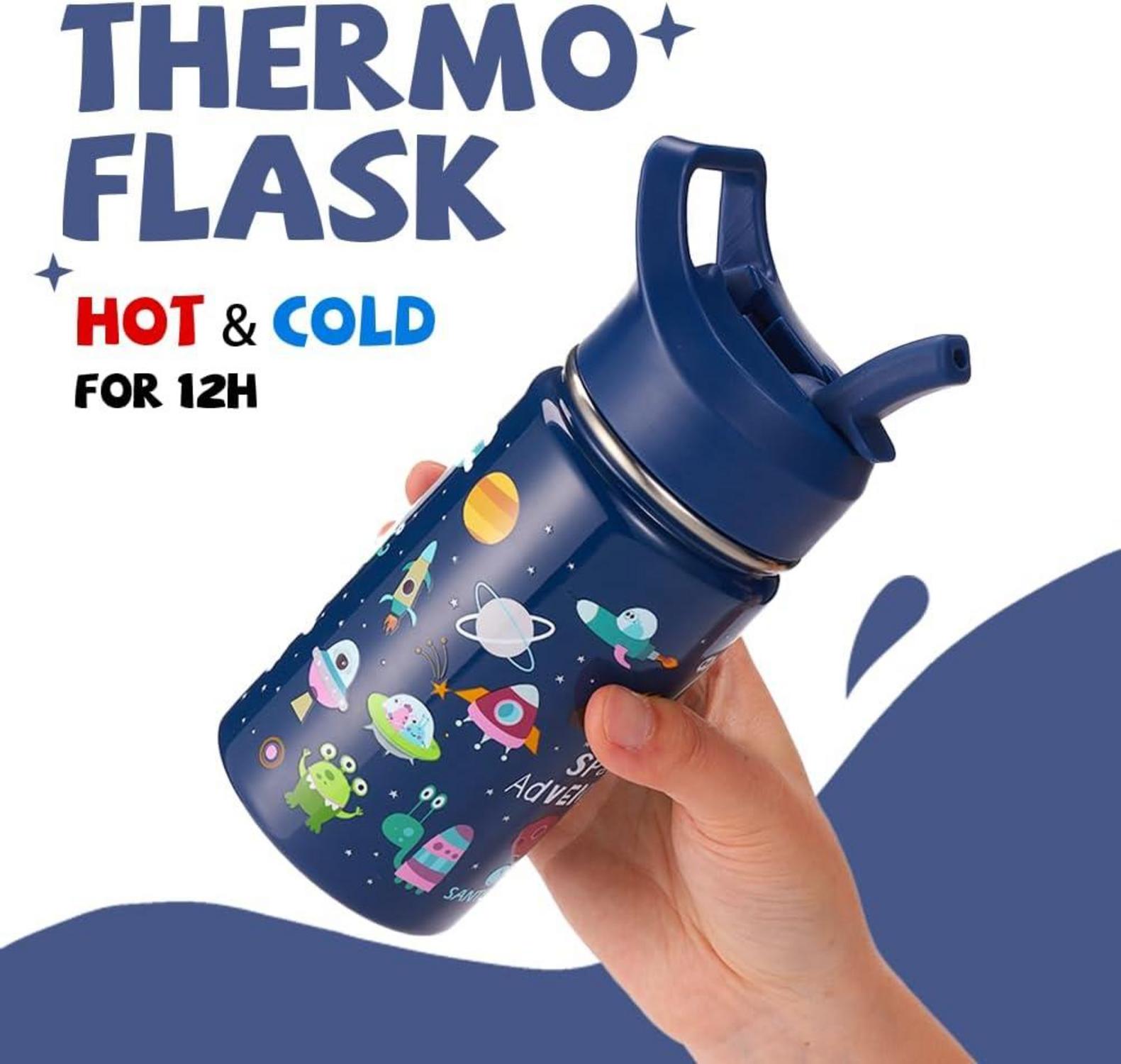 Kinder Trinkflasche Edelstahl 500ml Strohhalm Auslaufsicher