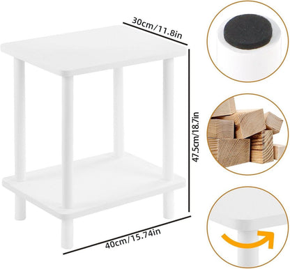Beistelltisch Holz Nachttische 2 Ebenen 40x30x47.5cm