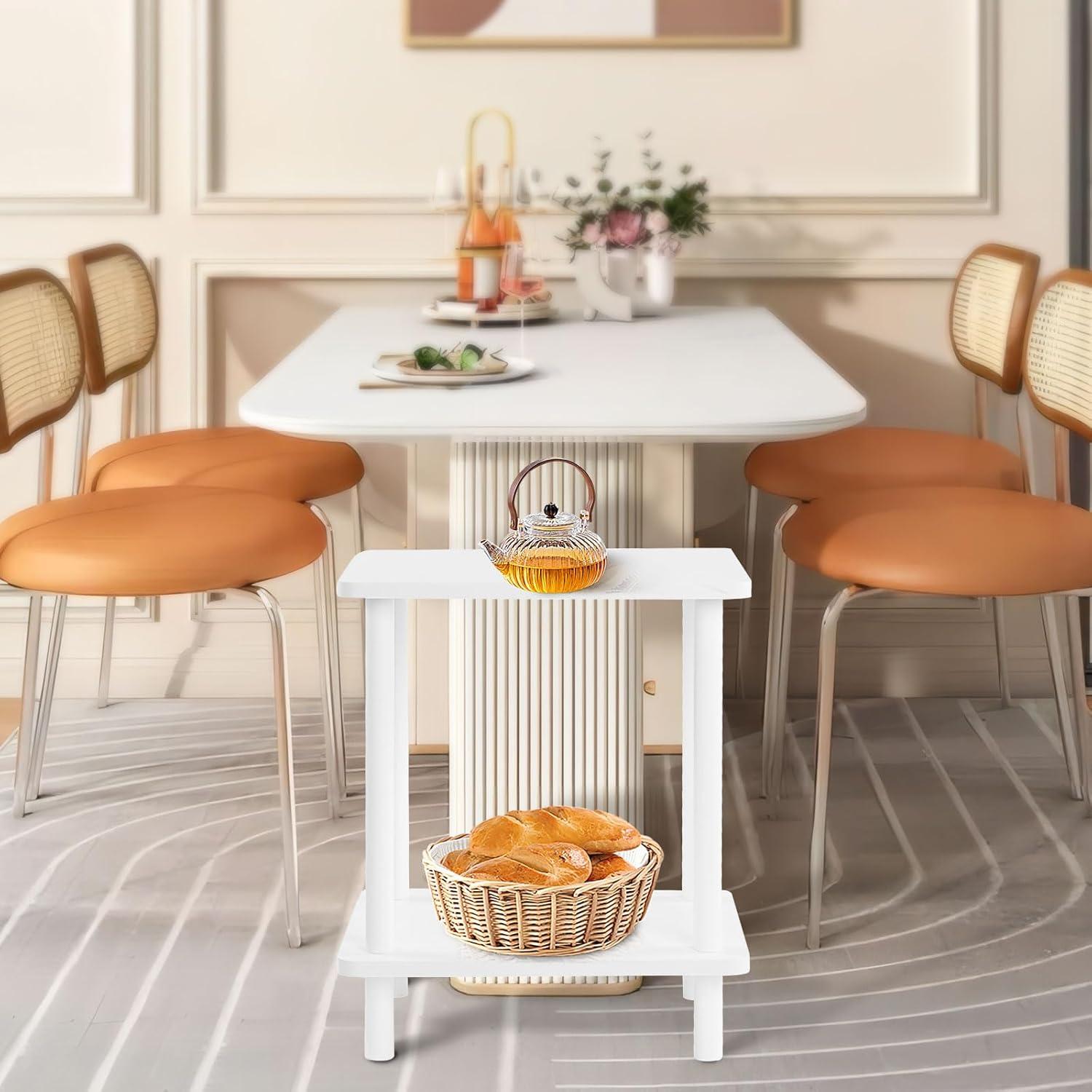 Beistelltisch Holz mit 2 Ebenen 40x30x47.5cm Schlafzimmer Wohnzimmer