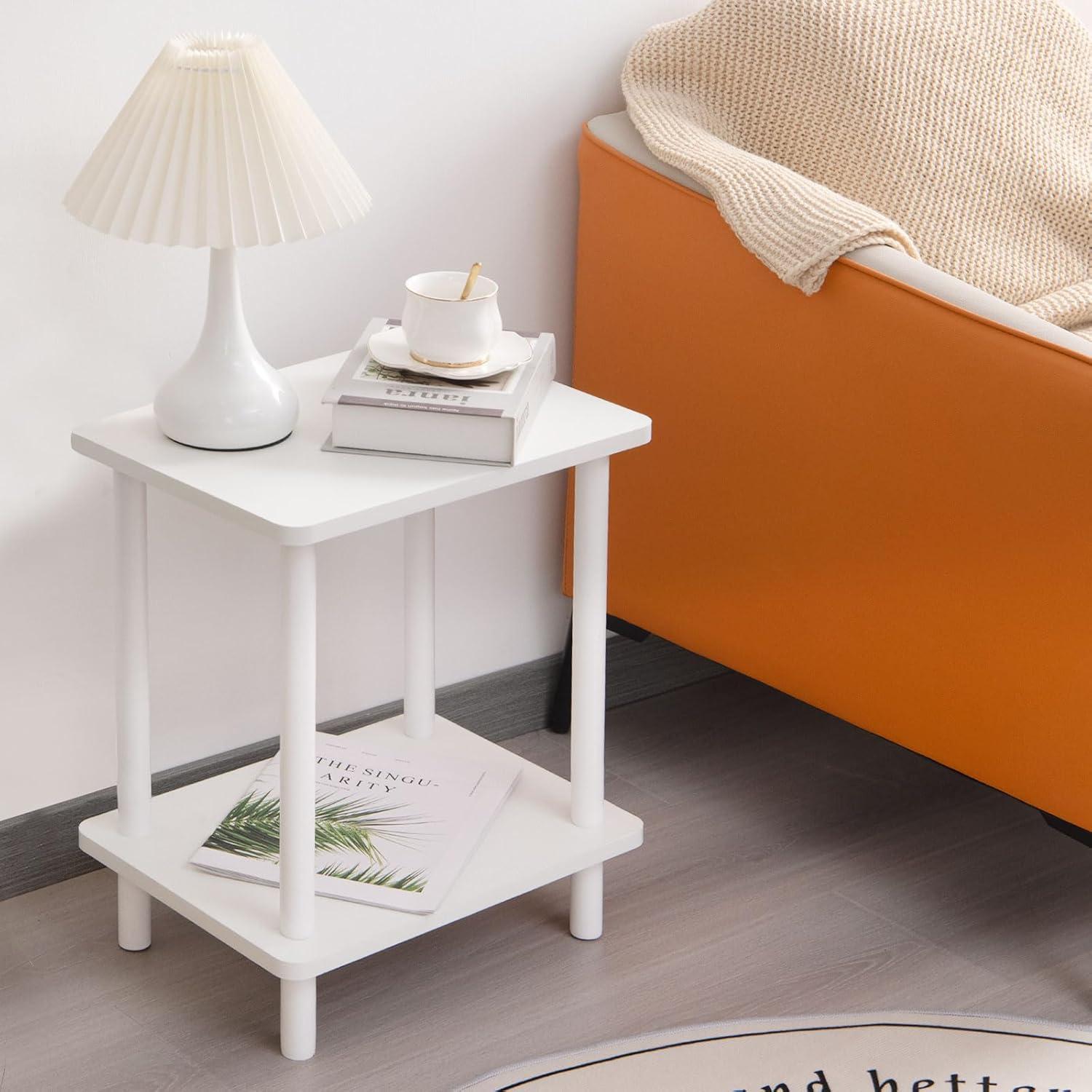 YheenLf Beistelltisch Holz 2 Ebenen 40x30x47.5cm Couchtisch