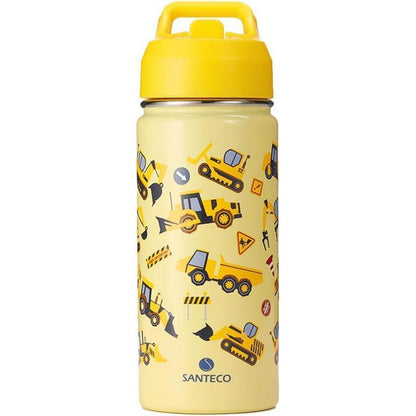 Kinder Trinkflasche Edelstahl 380ml mit Strohhalm