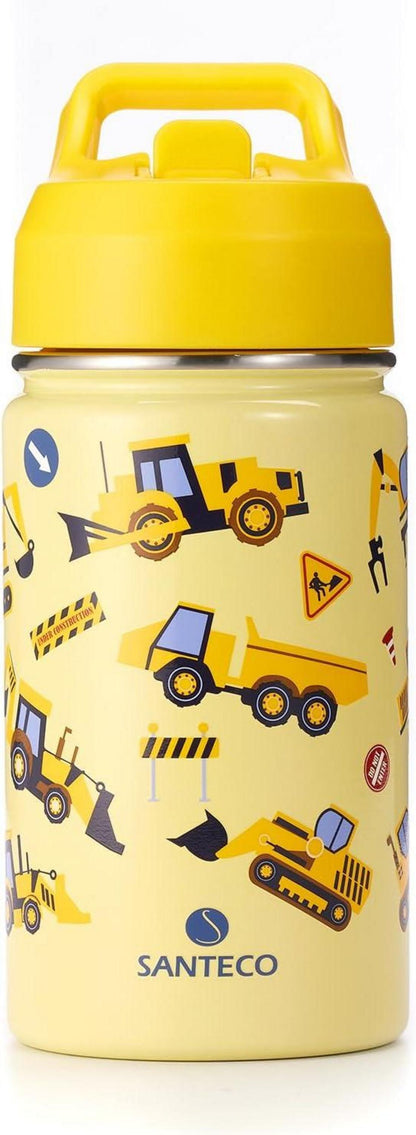 Edelstahl Trinkflasche 380ml Strohhalm Auslaufsicher für Kinder