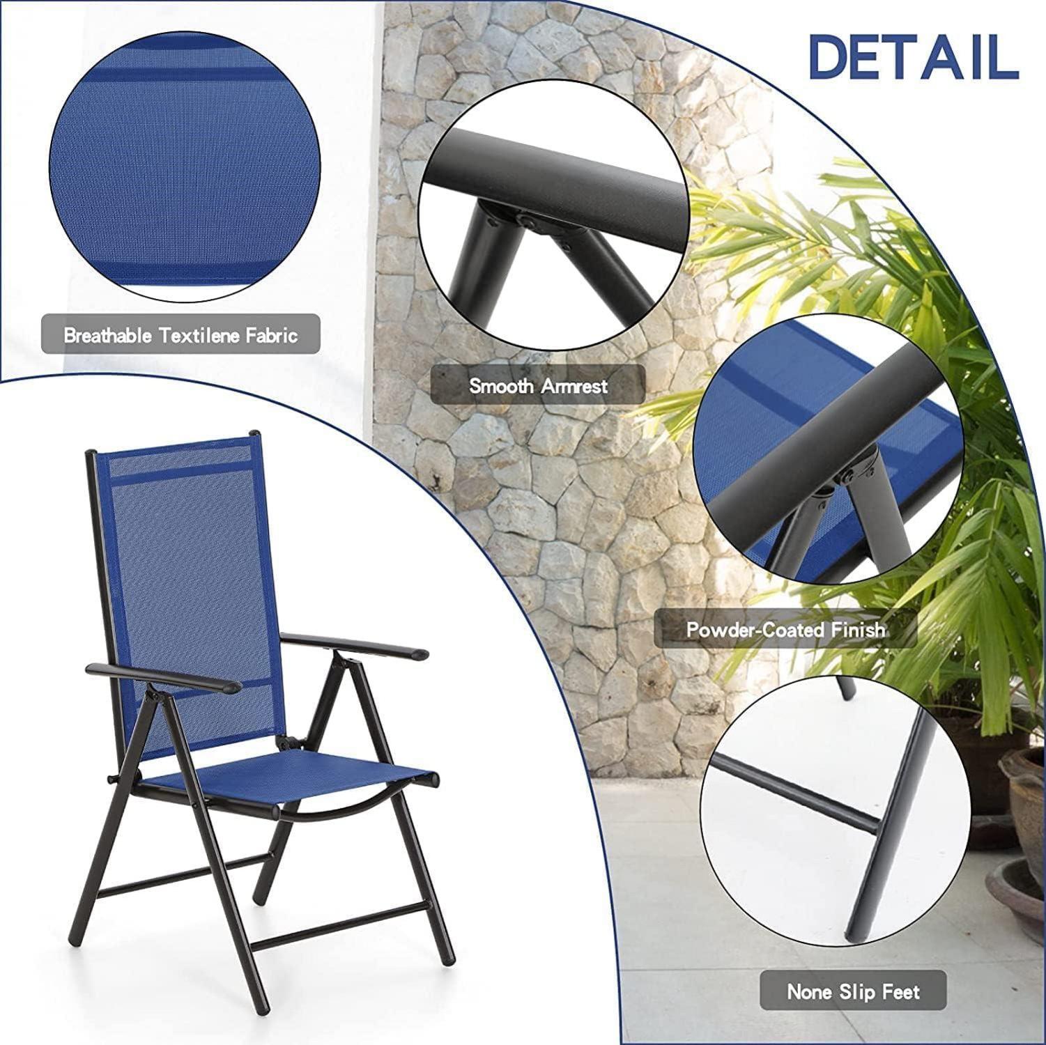 PHIVILLA Gartenmöbel Set 7-fach verstellbarem Gartenstühlen & Gartentisch Blue