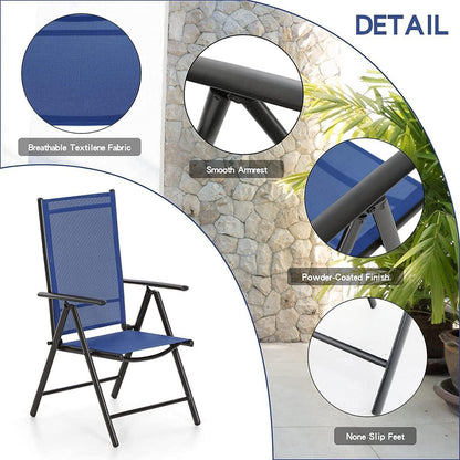 PHIVILLA Gartenmöbel Set 7-fach verstellbarem Gartenstühlen & Gartentisch Blue