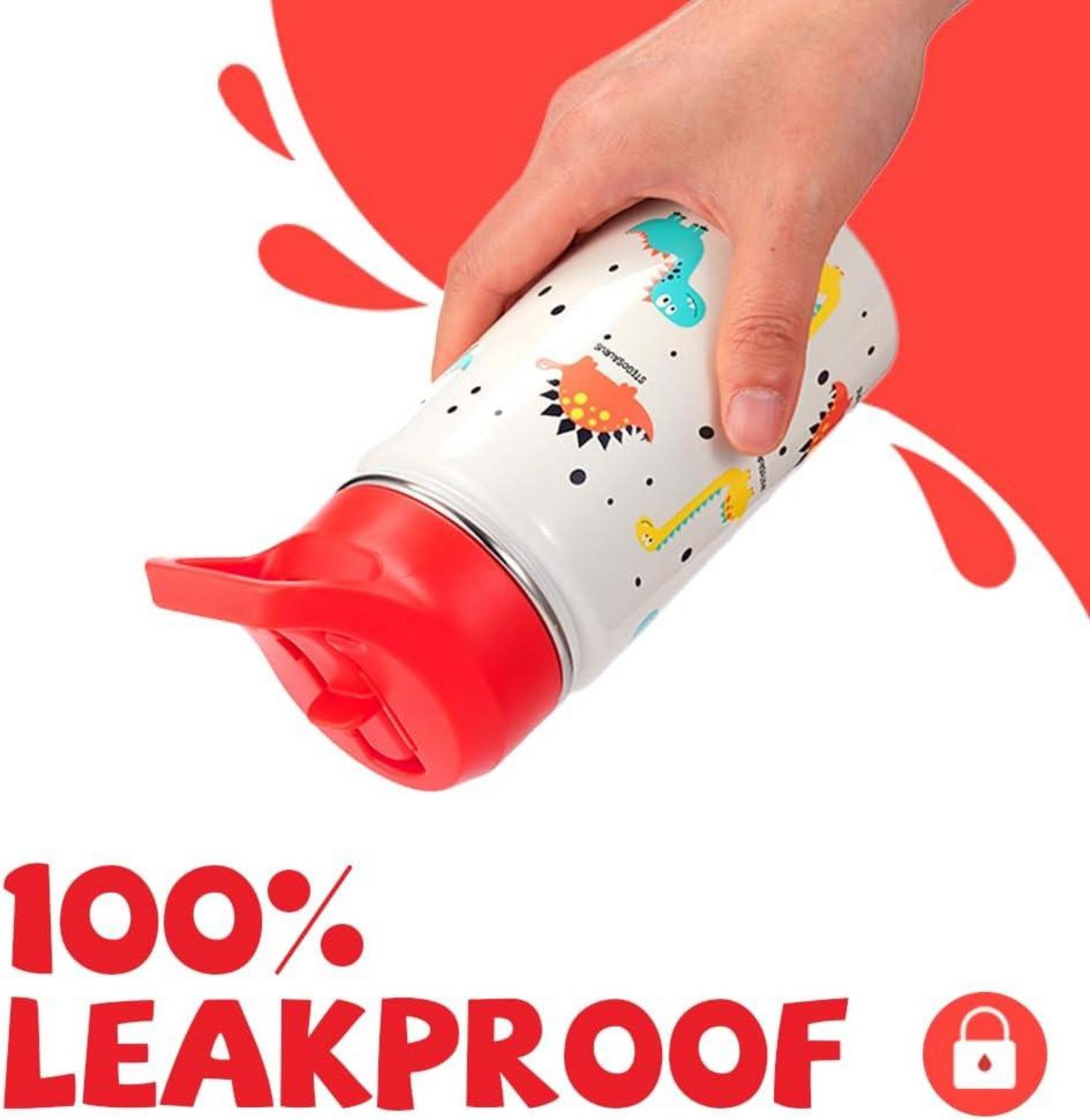 Trinkflasche Kinder Edelstahl 380ml Strohhalm Auslaufsicher BPA-frei
