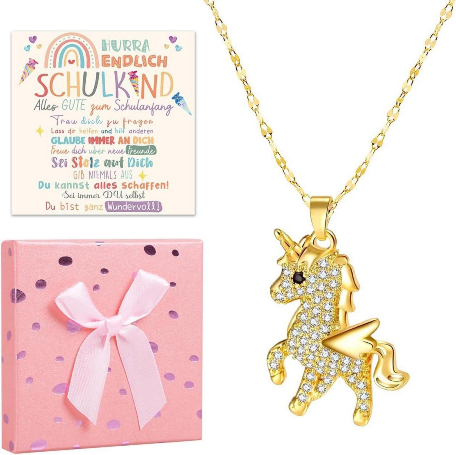 Einhorn Halskette Einschulung Mädchen Schultüte Füllung Geschenkbox