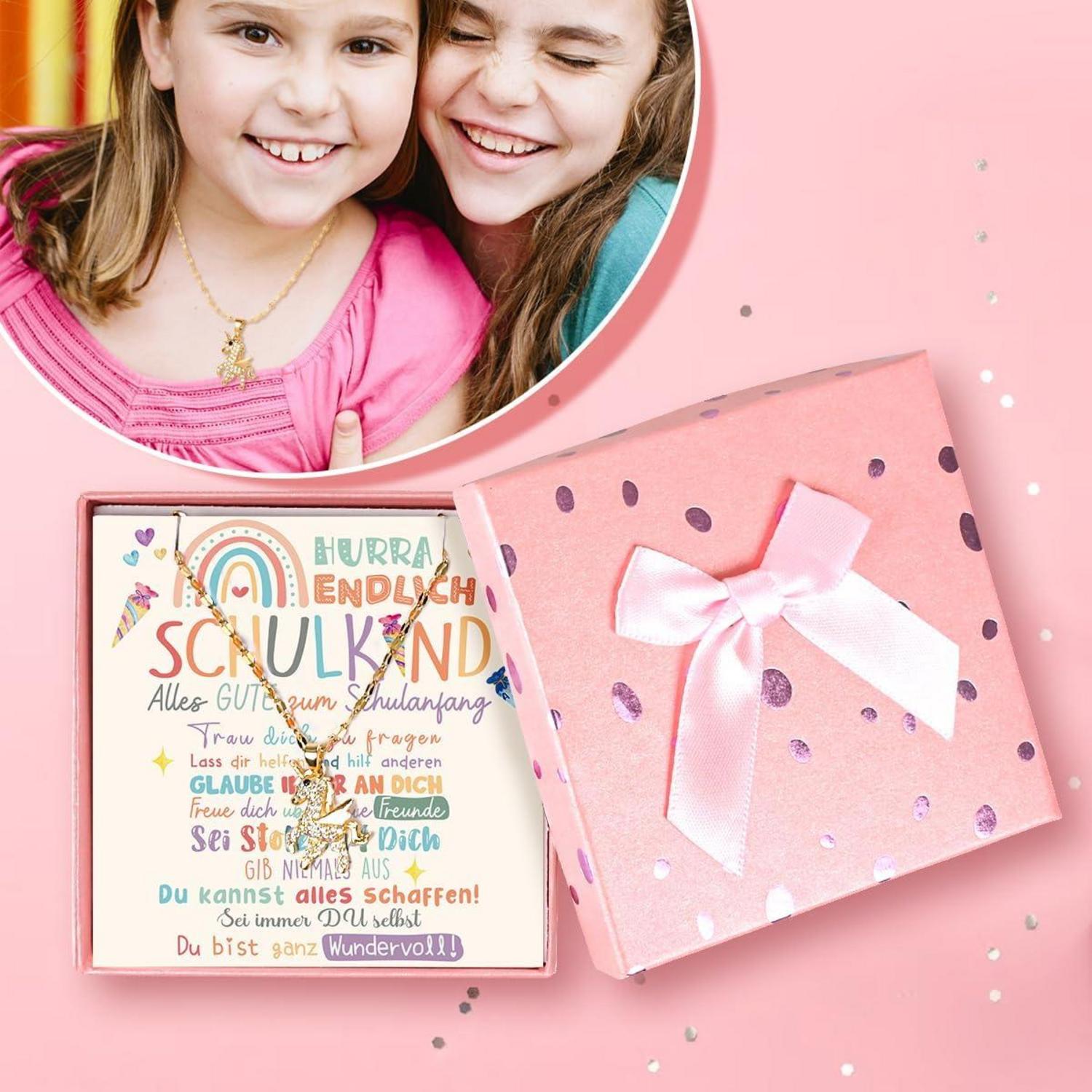 Einhorn Halskette Einschulung Mädchen Schultüte Füllung Geschenkbox
