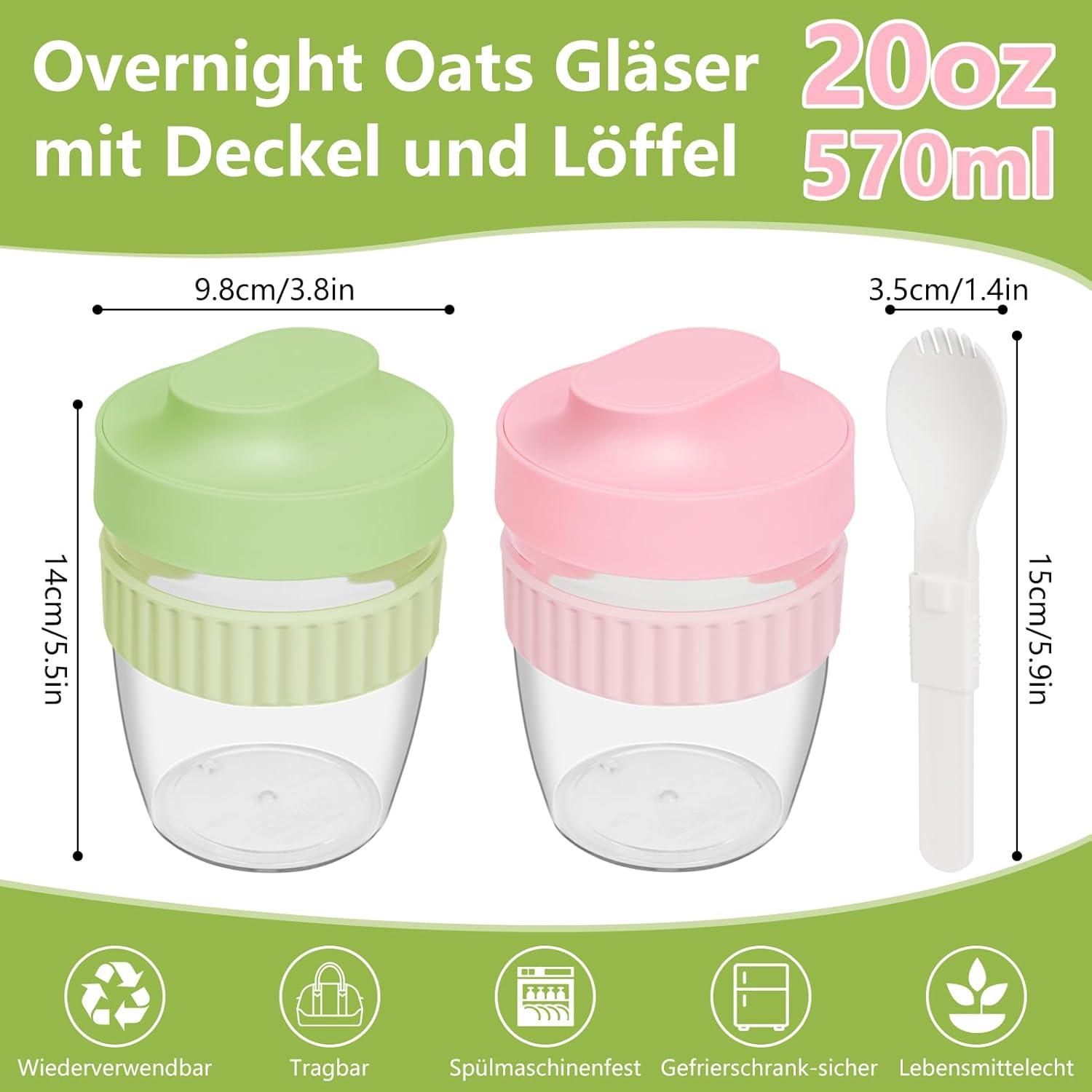 Müslibecher to Go 570ml 2er Set mit Löffel Kinder