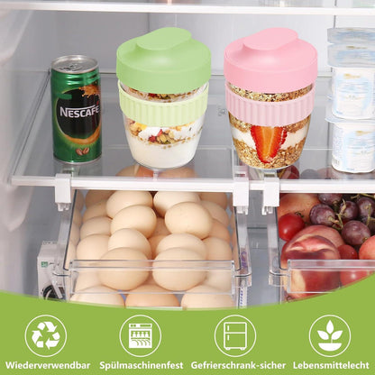 Müslibecher to Go 570ml 2er Set mit Löffel Joghurtbecher für Kinder